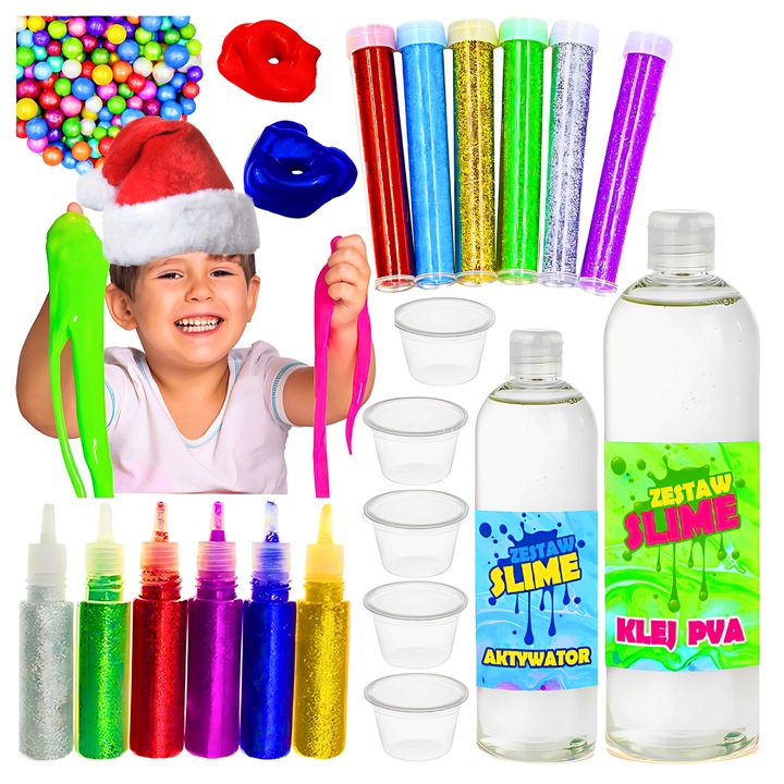 ZESTAW SLIME DO ROBIENIA GLUTÓW 7w1 kreatywny na prezent duży box gluty xxl