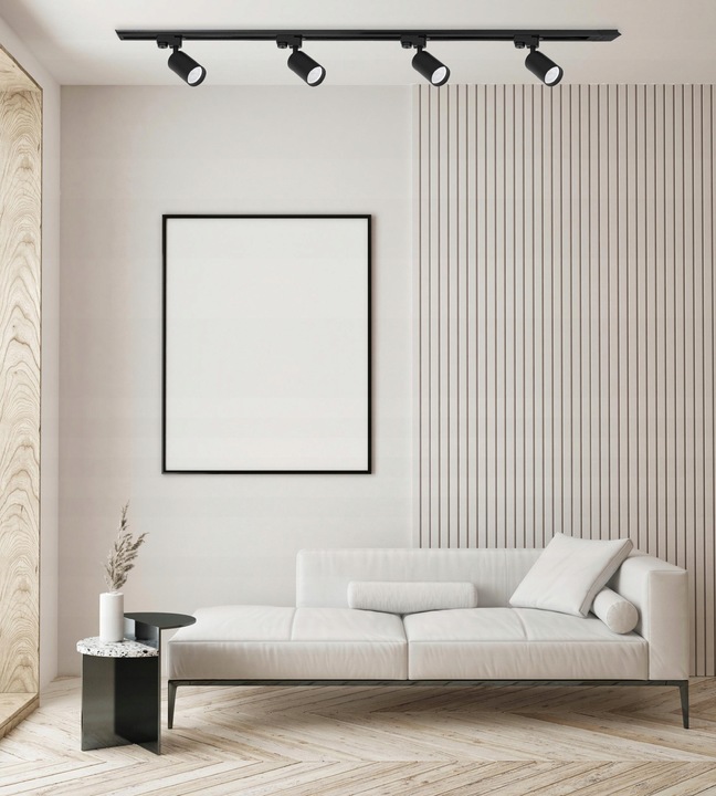Oświetlenie szynowe 3x Lampa GU10 czarna listwa 1m SZYNOPRZEWÓD reflektor