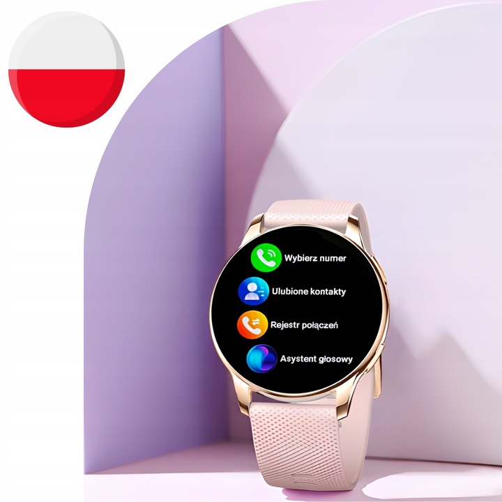 SMARTWATCH ZEGAREK DAMSKI ELEGANCKI ROZMOWY POWIADOMIENIA MENU PL AMOLED