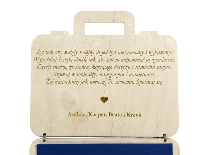 Drewniana Kartka urodzinowa Prezent GRAWER personalizowana walizka