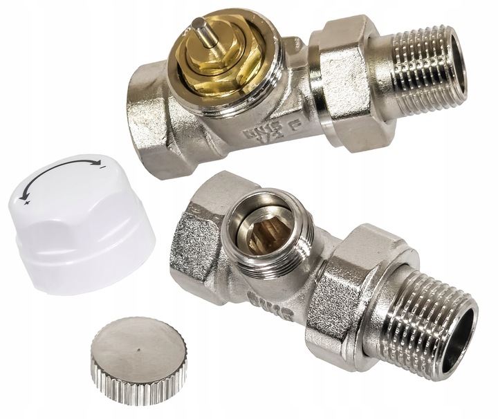 ZESTAW TERMOSTATYCZNY PROSTY ZAWÓR ZASILAJĄCY POWROTNY GŁOWICA DO