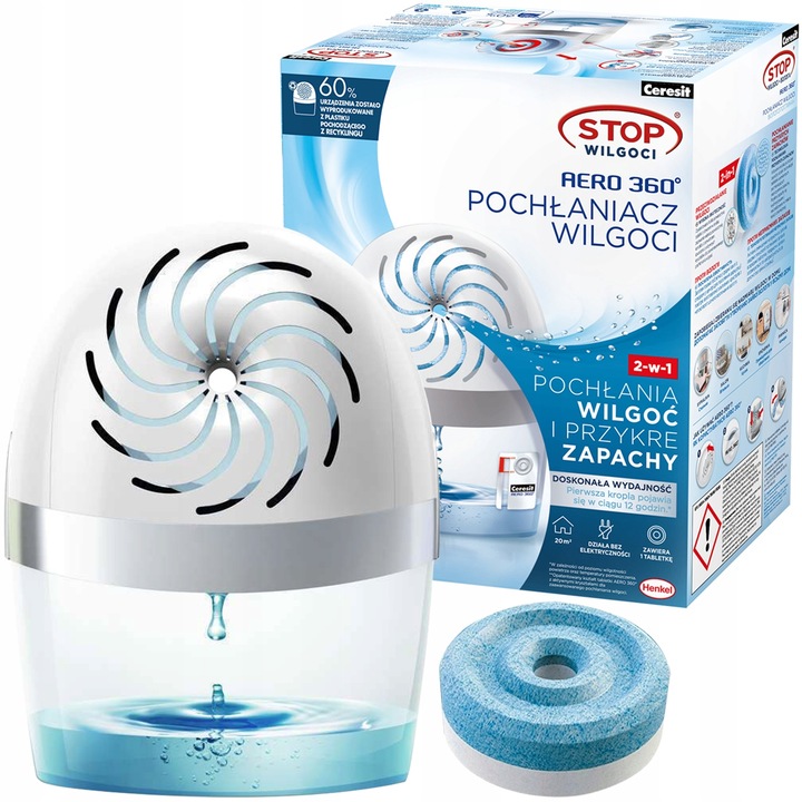 CERESIT POCHŁANIACZ STOP WILGOCI AERO 360 TABLETKI OSUSZACZ POWIETRZA