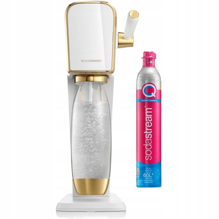 SodaStream Zestaw Saturator Art + butelka 1 L + nabój Biało-złoty
