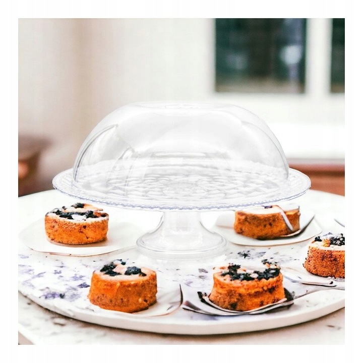 PATERA JEDNOPOZIOMOWA Z KLOSZEM 34CM NA CIASTO CIASTKA OWOCE TACA OSŁONKA