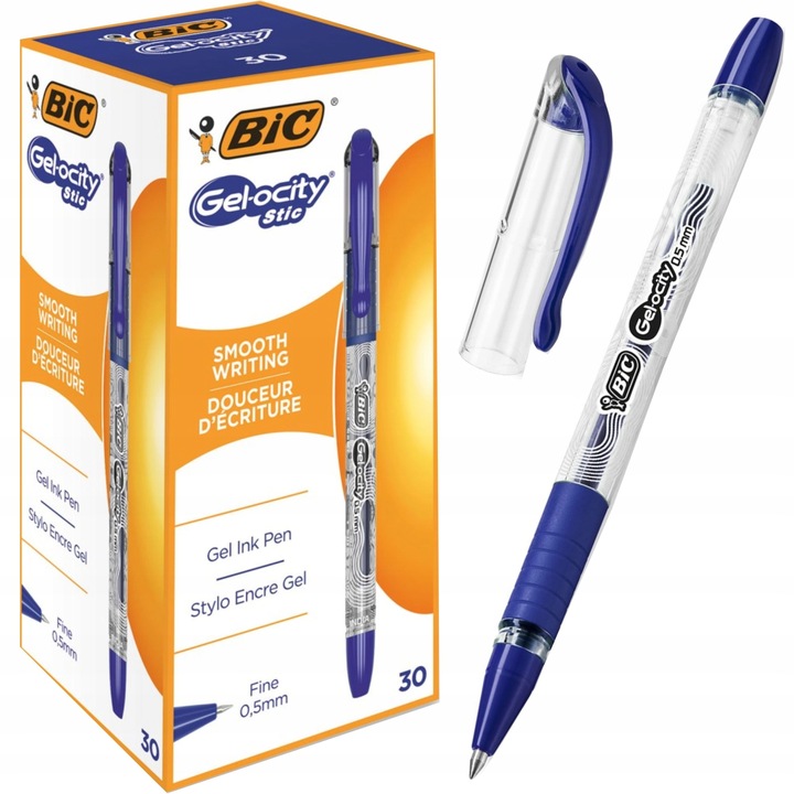 BIC GEL-OCITY STIC Długopis żelowy ze skuwką 0.5mm niebieski 10 SZTUK