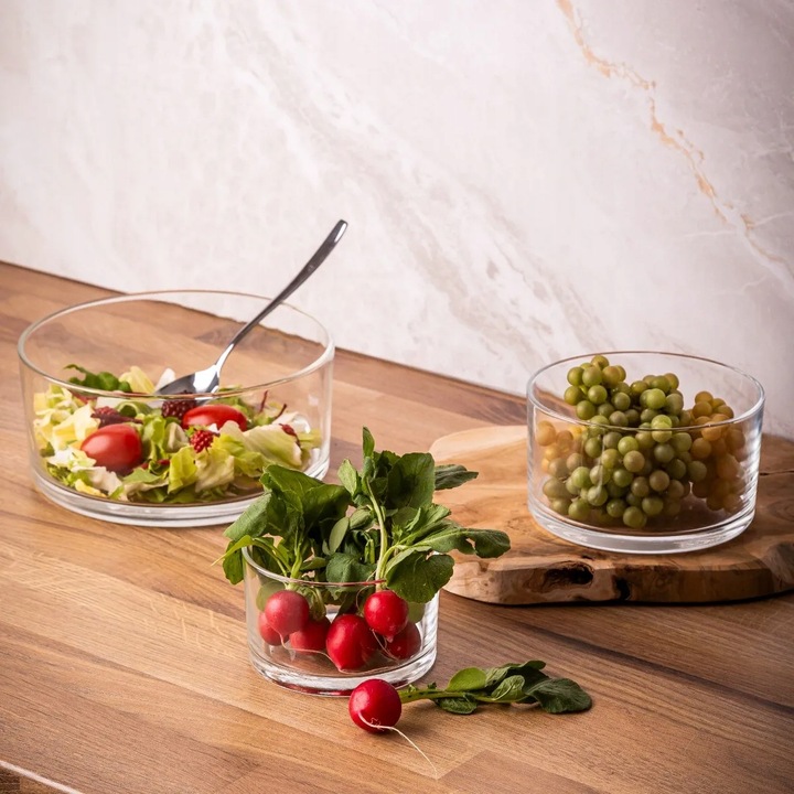 Salaterka szklana na sałatkę owoce miska prosta Edwanex 24 cm 3 l