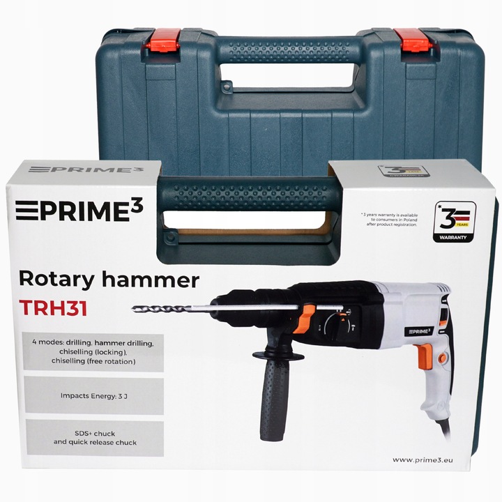 MŁOTOWIERTARKA MŁOT UDAROWY SDS+ 3J MOCNA 5300 BPM WALIZKA SAMOZACISK