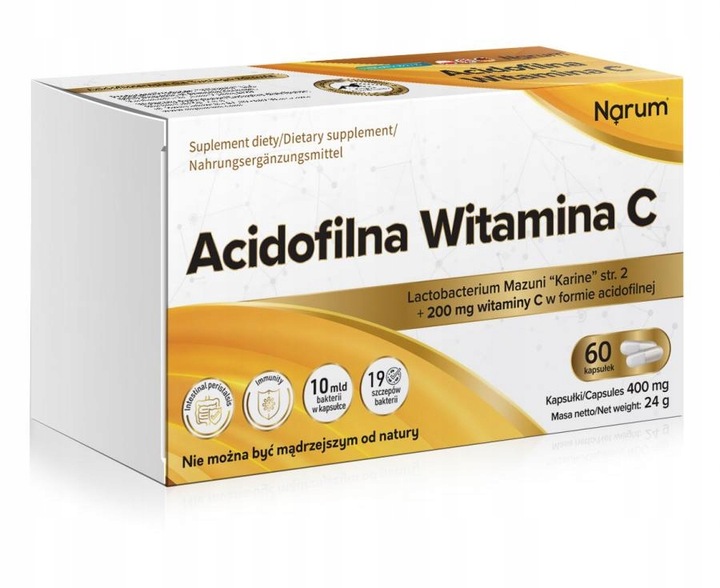 Narum Acidofilna Witamina C 400 mg, 60 kapsułek