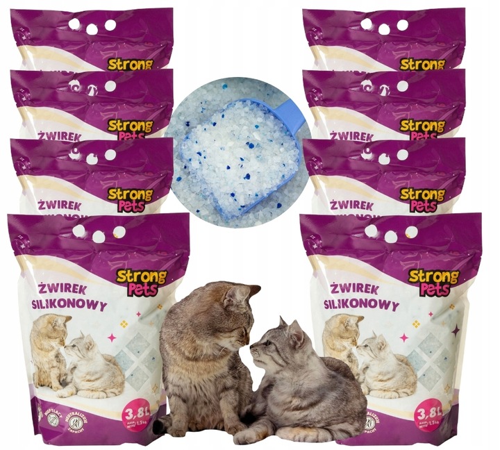 ŻWIREK SILIKONOWY 8x3,8l BEZPYŁOWY Strong Pets Kot