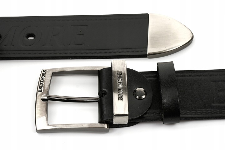 PASEK do spodni MĘSKI szeroki SKÓRZANY CZARNY r100