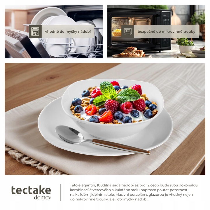 Serwis obiadowy Salerno, porcelana, dla 12 osób, 100 elementów