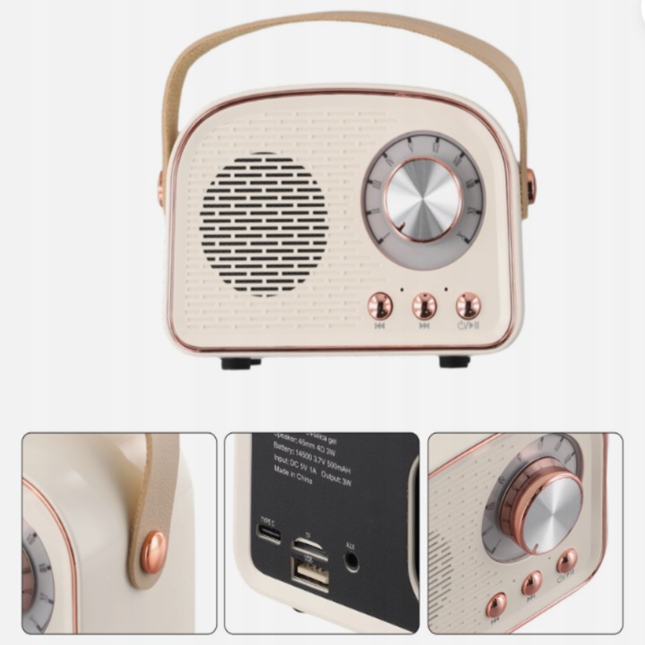 PRZENOŚNE KUCHENNE RADIO FM BLUETOOTH RETRO USB SD AUX MP3 NA