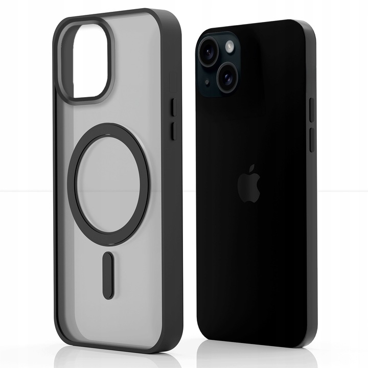 Etui Do Apple iPhone 15 (Magsafe, Czarne Matowe, Wzmacniane) +Szkło 9H 2,5D