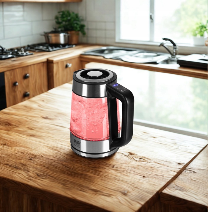 CZAJNIK ELEKTRYCZNY 1,7L 2200W REG TEMP 40-100°C SZKLANY BEZPRZEWODOWY