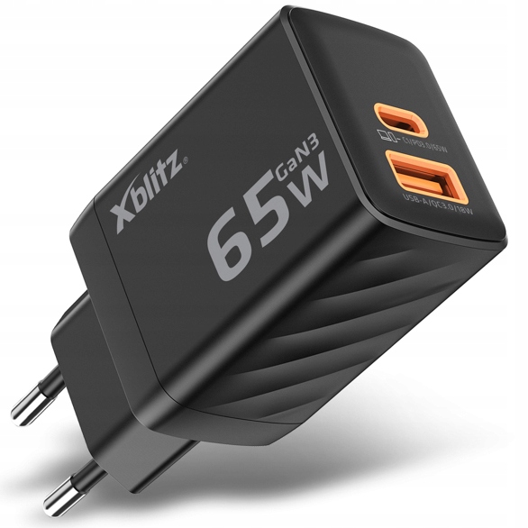 SZYBKA PODWÓJNA ładowarka sieciowa Xblitz XC2 GaN3 USB-C PD 65W USB-A QC3.0