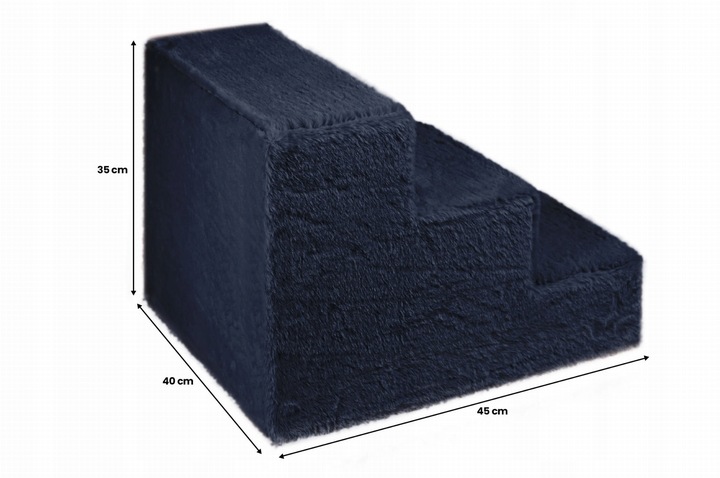 Schodki dla psa 3-stopnie tapicerowane granatowe podest dla psa do kanapy