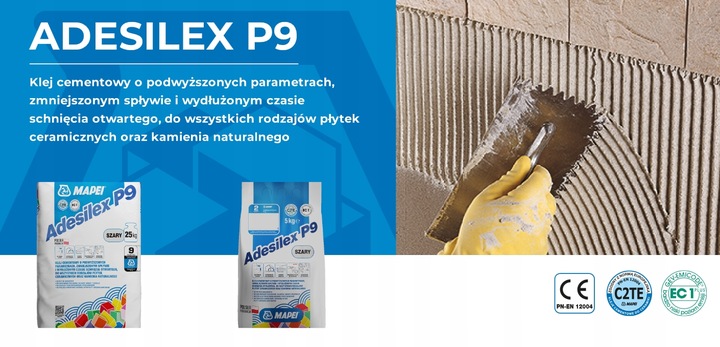 MAPEI ADESILEX P9 Zaprawa klejowa KLEJ DO PŁYTEK SZARY UNIWERSALNY 25 kg