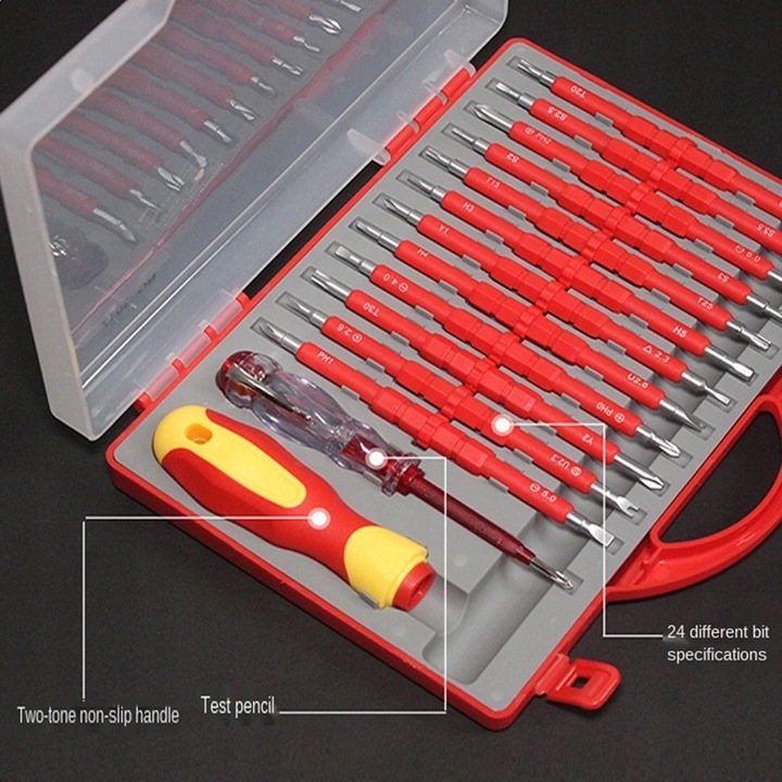 ZESTAW IZOLOWANYCH ŚRUBOKRĘTÓW DLA ELEKTRYKA 25szt