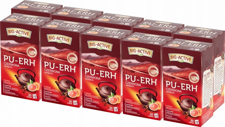 BIG ACTIVE HERBATA CZERWONA PU-ERH GREJPFRUT 20szt x10