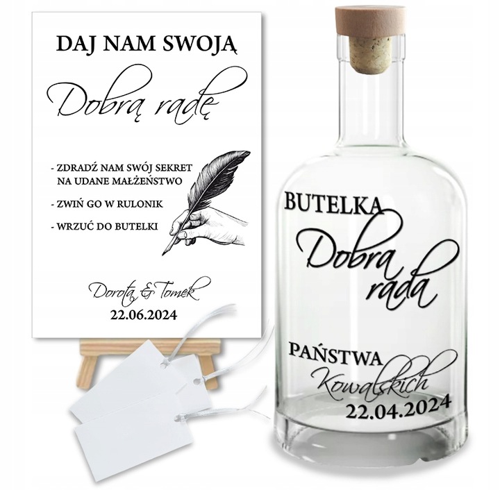 Księga Gości Butelka LIST W BUTELCE Wesele Ślub Chrzest Komunia z GRAWEREM