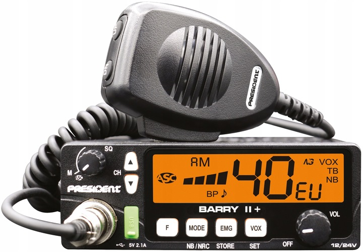 CB radio do Tir Bus PRESIDENT BARRY II+ ASC 12/24V 7kolor VOX NB NRC