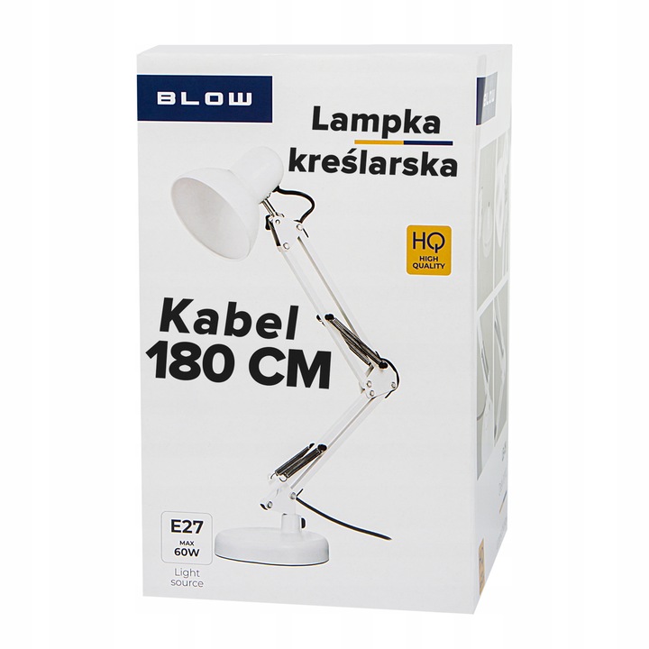 LAMPKA NOCNA KREŚLARSKA NA BIURKO BIURKOWA DO CZYTANIA KABEL 180CM E27