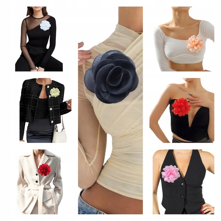 BROSZKA KWIAT KWIATEK RÓŻOWA FUCHSJA FUKSJA RÓŻA ATŁASOWA KWIAT PRZYPINKA