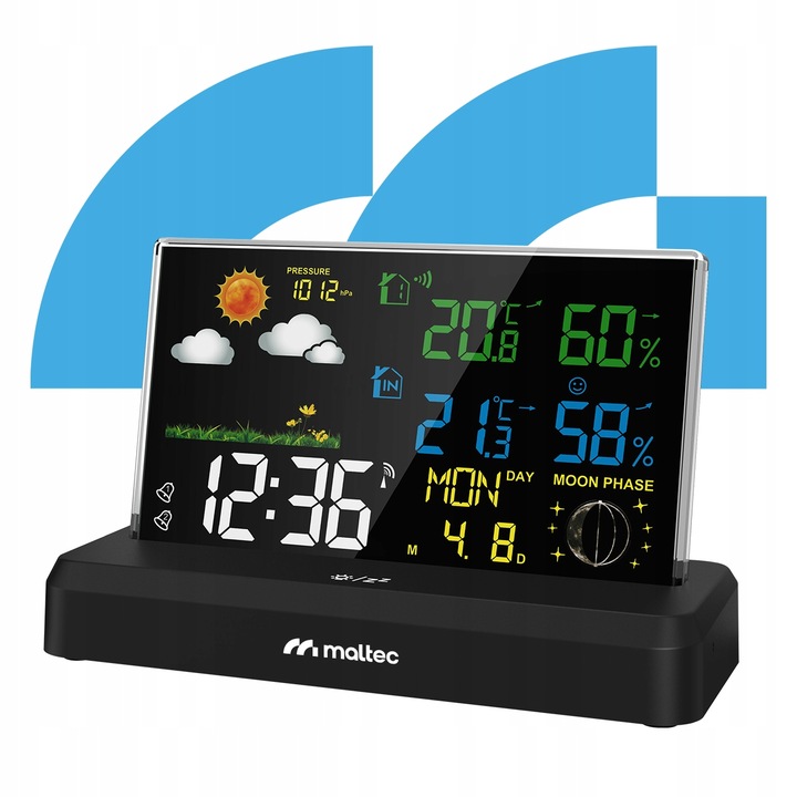 BEZPRZEWODOWA STACJA POGODY TERMOMETR HIGROMETR BAROMETR CZUJNIK