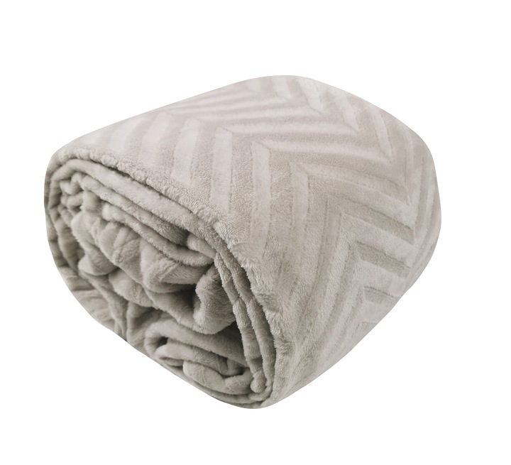 GRUBY KOC 200x220 cm CIEPŁA NARZUTA NA ŁÓŻKO DLA CIEBIE PREZENT JASNY SZARY