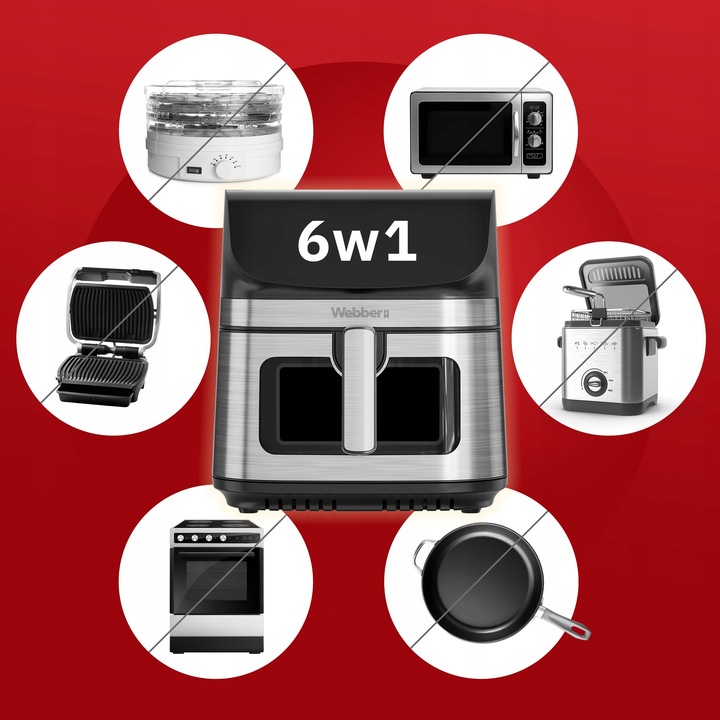 FRYTKOWNICA BEZTŁUSZCZOWA AIR FRYER 8,8L NIEPRZYWIERAJĄCA WEBBER 10 P