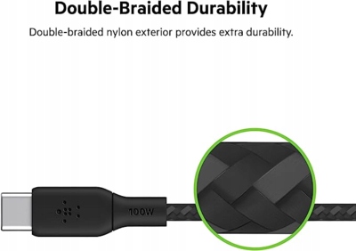 Belkin - Kabel Boost - USB-C do USB-C PD, 5A 100W, z oplotem nylonowym, 3 m