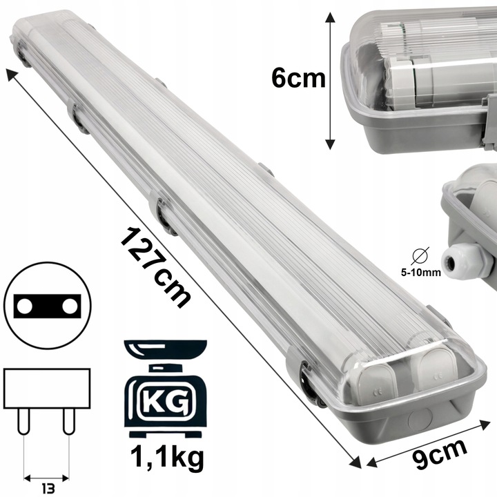Oprawa Hermetyczna 120cm lampa + 2x świetlówki LED Wodoszczelna Do