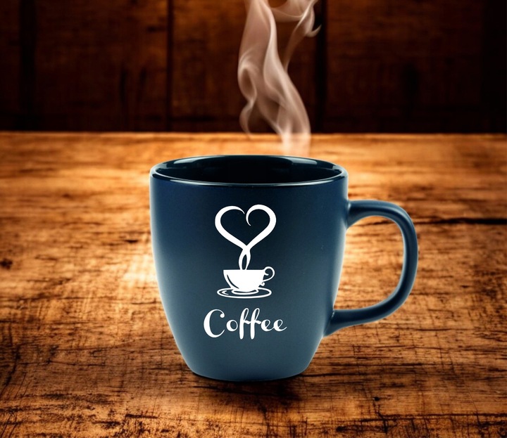 B.DUŻY KUBEK GRANATOWY MATOWY Z WŁASNYM NADRUKIEM DO KAWY NA PREZENT GRAWER