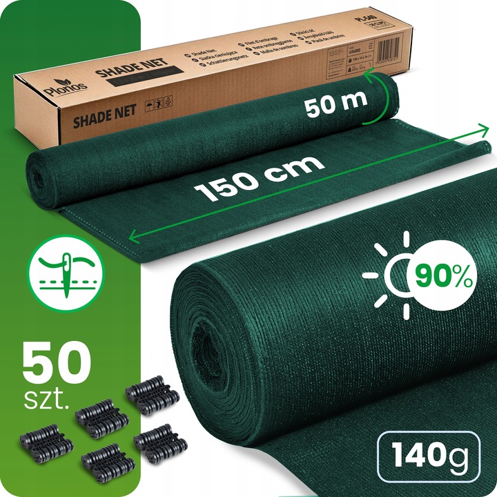 SIATKA CIENIUJĄCA 1,5x50m MASKUJĄCA MATA NA PŁOT OGRODZENIE OSŁONA 90%