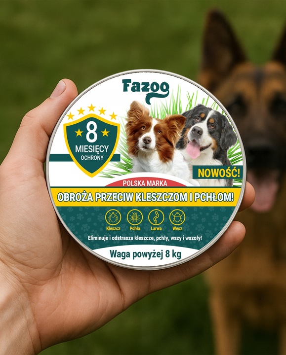 OBROŻA NA KLESZCZE i Pchły dla Dużego Psa Antykleszczowa 8 Miesięcy Fazoo