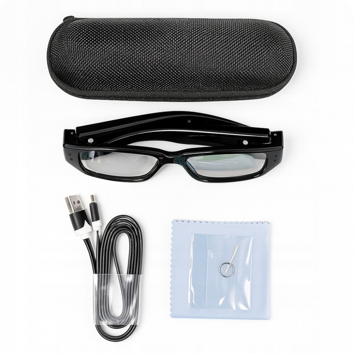 MINI KAMERA WIFI SZPIEGOWSKA UKRYTA W OKULARACH DYKTAFON NAGRYWA NA