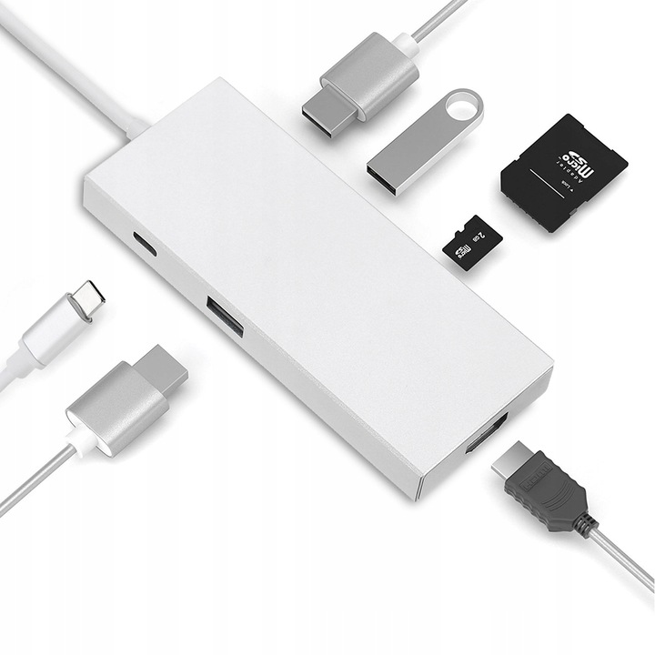 ADAPTER HUB USB-C 3.0 HDMI 4K SD/TF PD 7w1