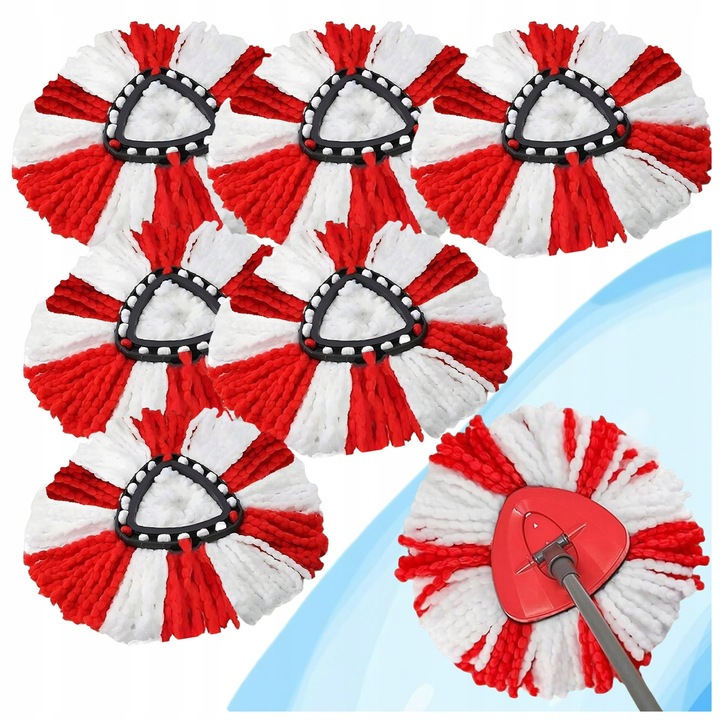 6x WKŁADY DO MOPA OBROTOWEGO ZAPAS DO MOPA VILEDA TURBO OBROTOWY KOŃCÓWKI