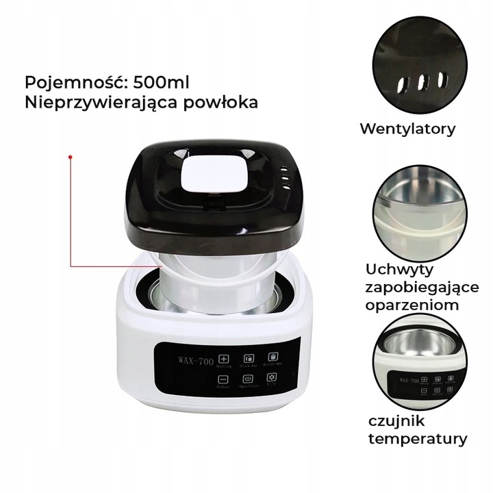 Podgrzewacz do wosku twardego w puszce do depilacji 120W PRO-WAX 700 LCD