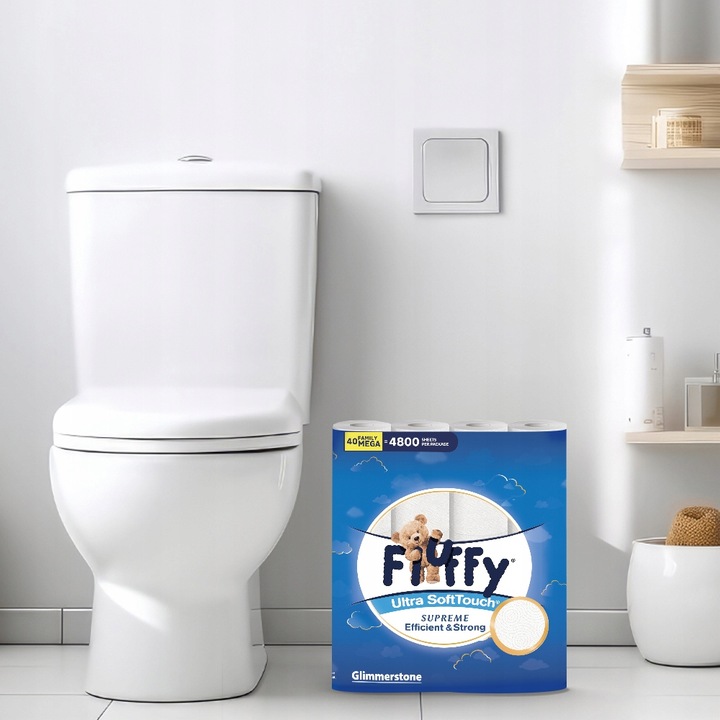 Biały Papier Toaletowy FluFFy 3 Warstwy 40 Rolek Ultra Miękki 4800 Listków