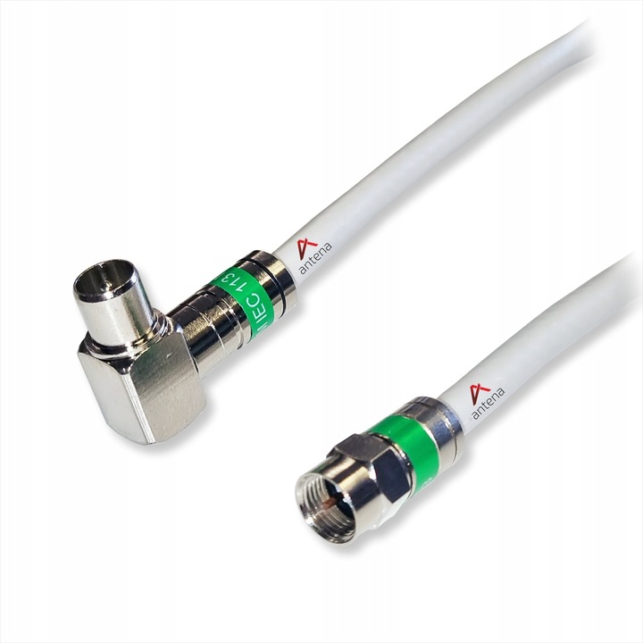 GOTOWY KABEL ANTENOWY Złącza Wtyk F - Wtyk TV KĄTOWY Długość kabla: 2m