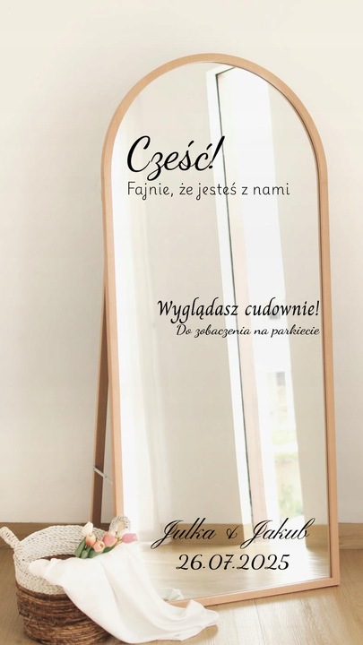 NAKLEJKA NA LUSTRO naklejki personalizowane na wesele ślub imprezę urodziny