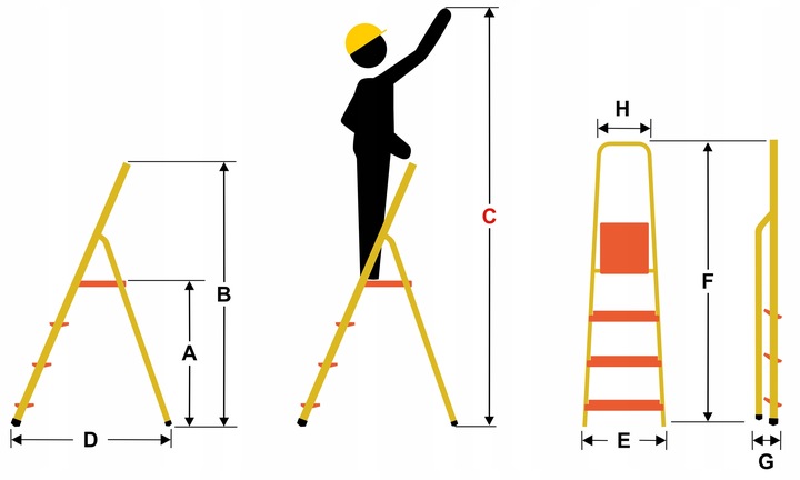 DRABINA domowa 6 stopniowa aluminiowa HIGHER