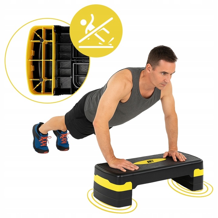 STEP SCHODEK DO ĆWICZEŃ DO AEROBIKU FITNESS 3 STOPNIOWY REGULOWANY SOLIDNY