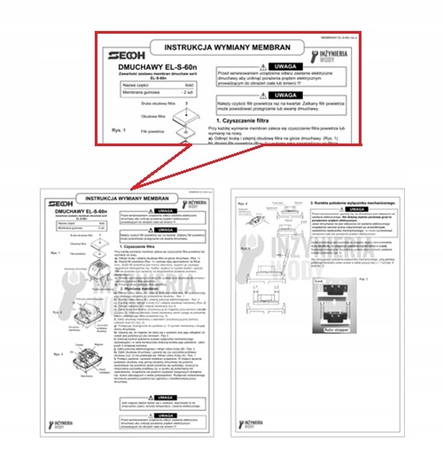 Oryginalne membrany do dmuchawy SECOH EL-S-60n air pump 2 szt