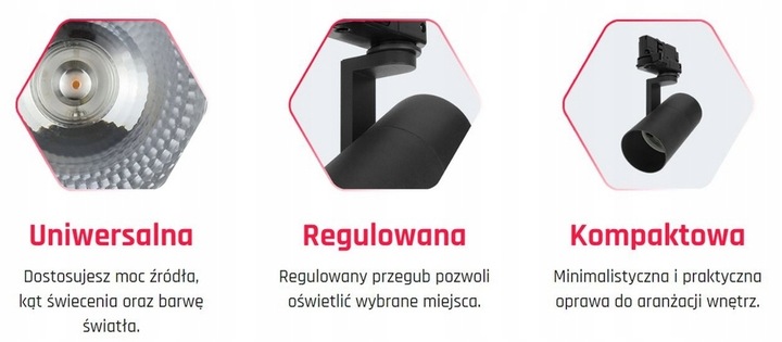 REFLEKTOR GU10 NA SZYNĘ 3FAZY BLACK-2 KĄTY ŚWIATŁA