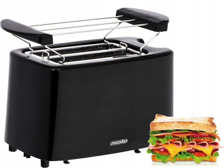 Toster Mesko MS3220, 2 Tosty, Czarny, 900W
