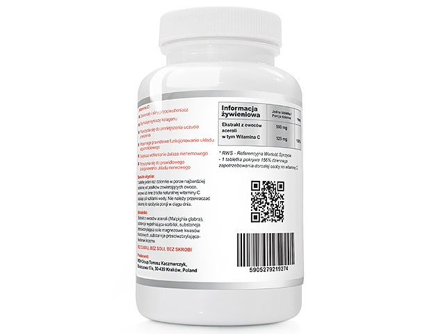 ACEROLA FORTE 500mg 240sztuk Naturalna Witamina C