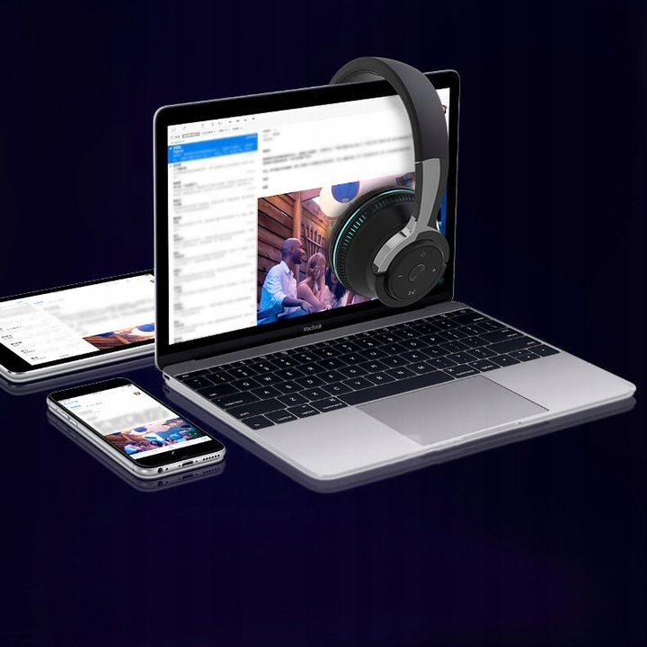 SŁUCHAWKI BEZPRZEWODOWE H2 BLUETOOTH MP3 NAUSZNE MIKROFON RGB DLA