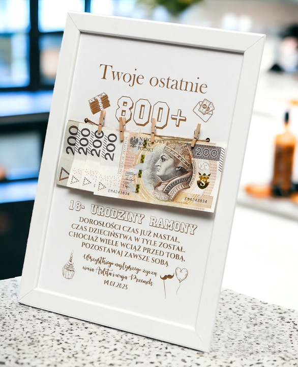 RAMKA prezent 18 URODZINY widzisz TWOJE ostatnie 800+ plus